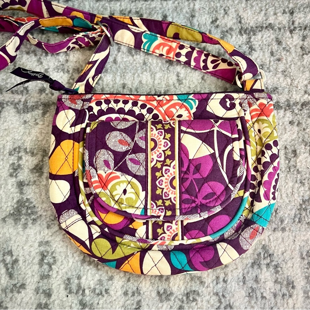 Vera Bradley Lizzy Crossbody Bag Plum Crazy Retired Pattern Mini Hipster Bag